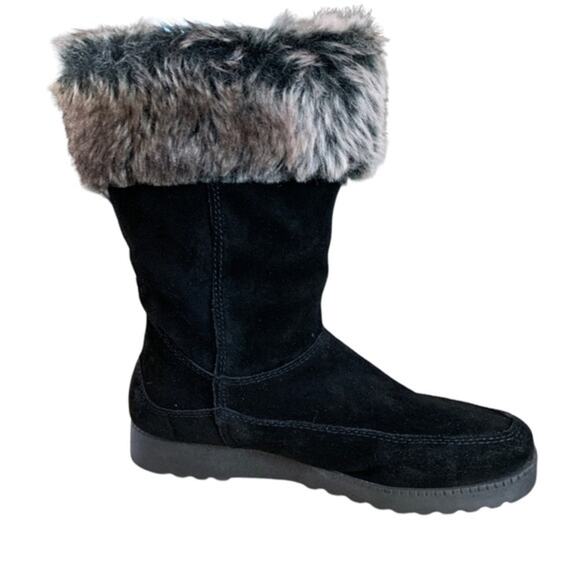 Forrest Black leather winter boots uppers faux fur trim and lining size 7.5 - Picture 4 of 10